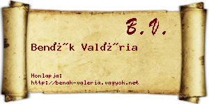 Benák Valéria névjegykártya