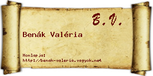 Benák Valéria névjegykártya